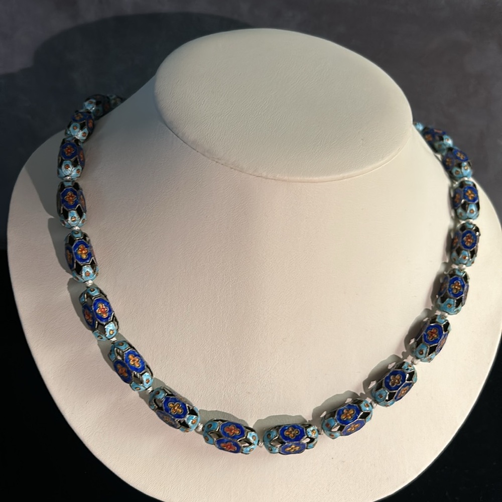 Vintage Chinese Export Champleve’ Enamel Necklace